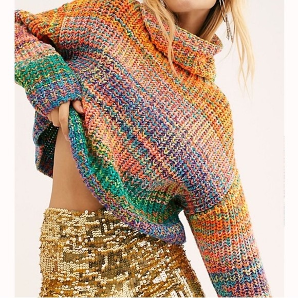 Free People multi colored turtleneck - Picture 1 of 4